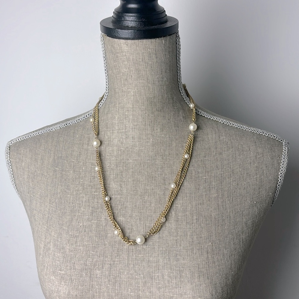 Emmons faux pearl gold tone necklace
